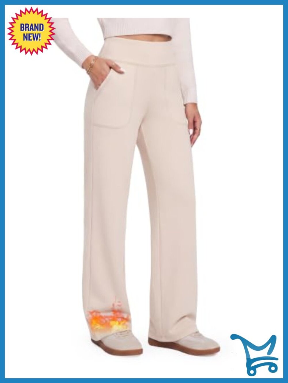 Fleece Lined Wide Leg Sweatpants High Waisted Pockets Women